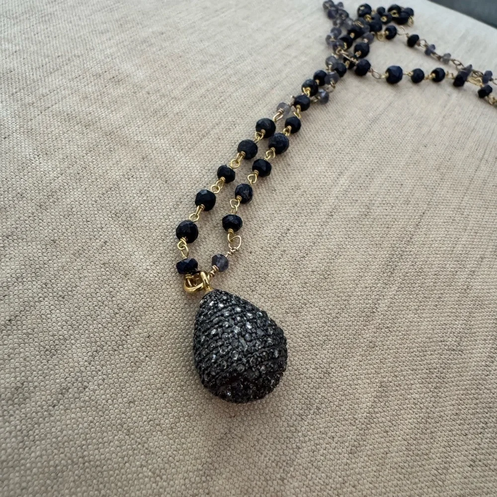 Jemma Sands Anthropologie Pacific Sapphire Necklace w/ diamond pendant - Picture 8 of 8